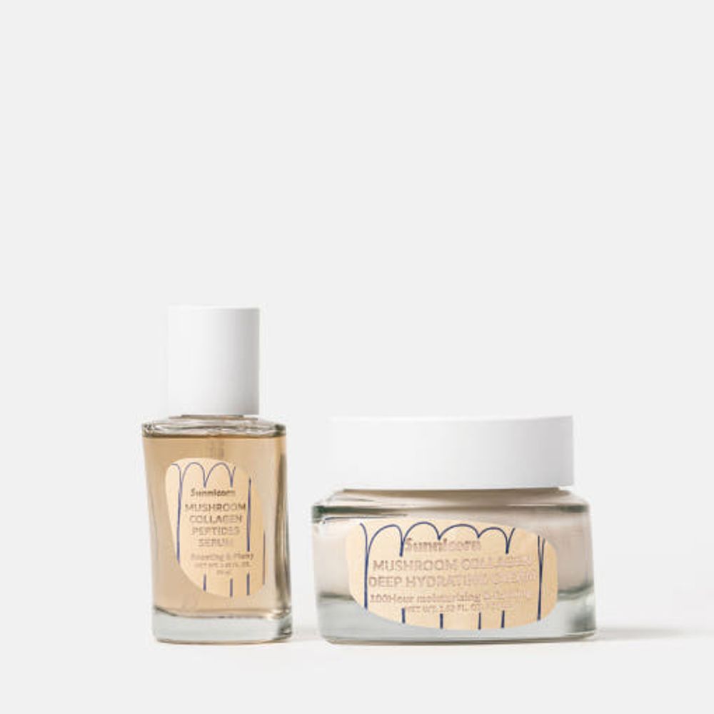 [SUNNICORN] Mushroom Collagen Serum & Cream Set – 100-Hour Moisture, Hydrating, Firming, and Elasticity Boost with 4 Mushroom Extracts & Hyaluronic Acid - Made in Korea